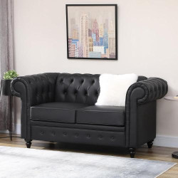 HOMCOM Canapé Chesterfield Cuir PU Noir, Classique, Confort en situation