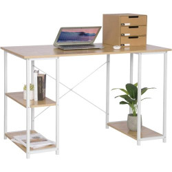 Présentation Table Bureau WOLTU TSB31, Aggloméré, Acier, Blanc, Chêne Clair