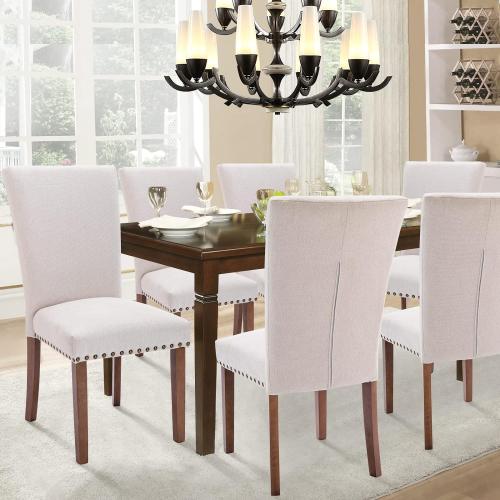 Présentation de Zoom sur Chaises à Manger Colamy A420, Bois Hévéa, Beige, Set 6