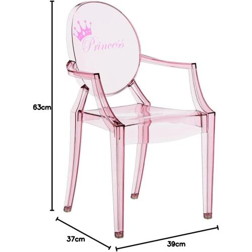 Présentation de Chaise Kartell Lou Ghost, design moderne, rose en situation