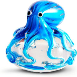 Présentation Figurine Pieuvre en Verre Soufflé pour Aquarium et Bureau