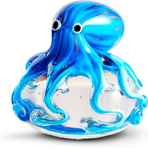 Présentation de Présentation Figurine Pieuvre en Verre Soufflé pour Aquarium et Bureau