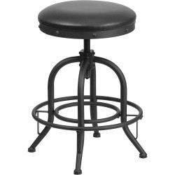 Présentation Tabouret Haut Pivotant Cuir Noir, Métal, Flash Furniture