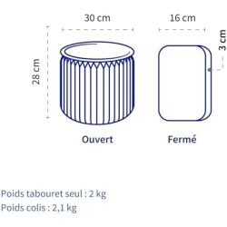 Tabouret Pliable STOOLY en Carton Recyclable et Paille Tressée en situation