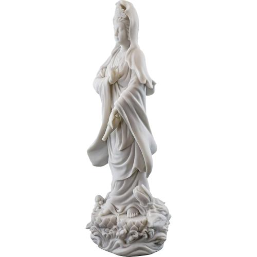 Présentation de Statue Lotus Déesse de la Miséricorde Guan Yin Marbre Blanc en situation