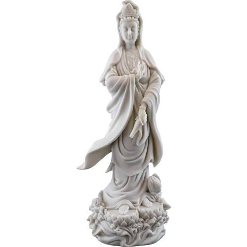 Présentation de Présentation Statue Lotus Déesse de la Miséricorde Guan Yin Marbre Blanc