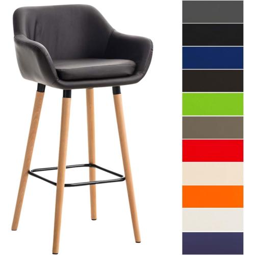 Présentation de Tabouret Bar CLP Similicuir Marron, Design Scandinave en situation