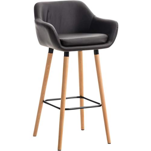 Présentation de Zoom sur Tabouret Bar CLP Similicuir Marron, Design Scandinave