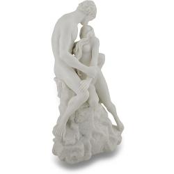 Statue Amoureux, Sculpture Nue, Finition Marbre Blanc en situation