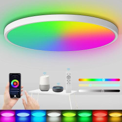 Présentation Plafonnier LED RGB Dimmable 24W, Télécommande Wifi, Compatible Alexa