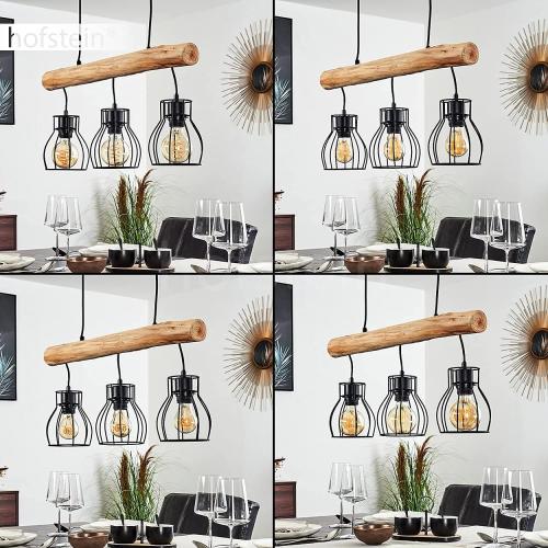 Présentation de Zoom sur Hofstein Suspension Gondo, lampe métal bois noir marron