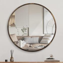 Présentation Miroir mural rond bronze, moderne, décoratif intérieur