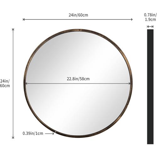 Présentation de Miroir mural rond bronze, moderne, décoratif intérieur en situation