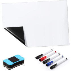 Présentation Tableau Blanc Magnétique Effaçable, Frigo, 5 Stylos, Effaceur