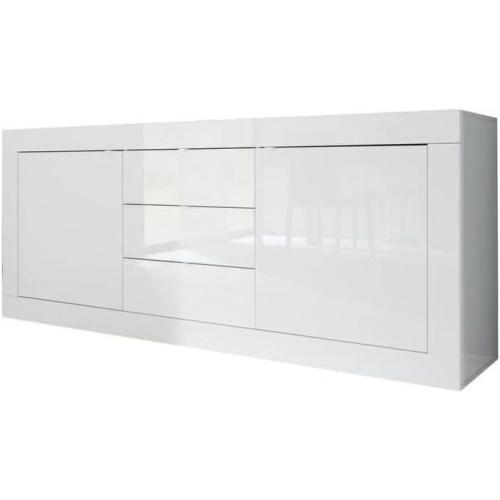 Présentation de Présentation Buffet Basic 2 Portes, 3 Tiroirs, Blanc Brillant