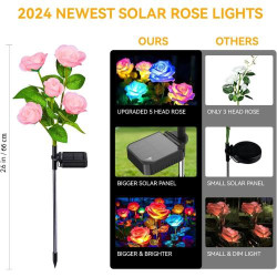 Lampes solaires KOOPER, 20 roses LED couleur, extérieur en situation