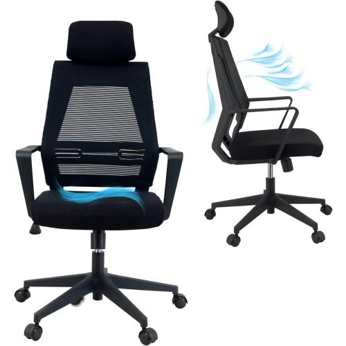 Présentation de Présentation Chaise de Bureau Ergonomique KLIM K300, Coussins Doux, Noir