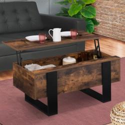 Table Basse Rectangulaire Relevable Bois Noir Effet Vieilli en situation