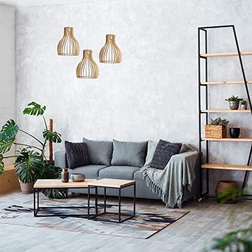 Présentation de Zoom sur Suspension Luminaire Bois Naturel LUSSIOL Helsinki 60W Design Moderne