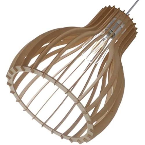 Présentation de Suspension Luminaire Bois Naturel LUSSIOL Helsinki 60W Design Moderne en situation