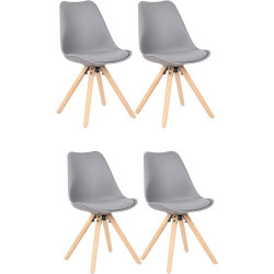 Présentation WV LeisureMaster Chaises Tulipe Rembourrées Bois Naturel, Gris