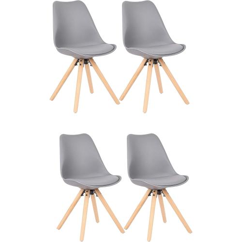 Présentation de Présentation WV LeisureMaster Chaises Tulipe Rembourrées Bois Naturel, Gris