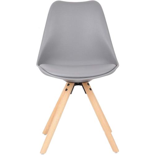 Présentation de Zoom sur WV LeisureMaster Chaises Tulipe Rembourrées Bois Naturel, Gris