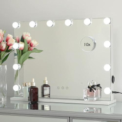 Présentation Miroir lumineux Hollywood OUO, maquillage intelligent, 12 ampoules