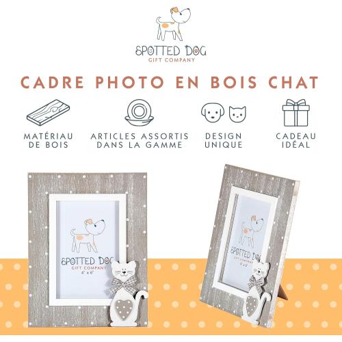 Présentation de Cadre Photo Bois Chat Spotted Dog Gift Company, Gris en situation