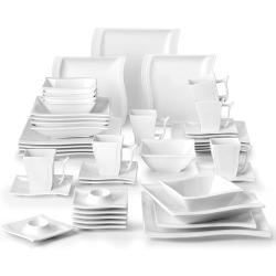 Présentation MALACASA Service de Table Flora, 42pcs Porcelaine Blanc