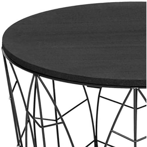 Présentation de Zoom sur Table d'appoint Atmosphera Kumi, design feuille noire, décoration moderne