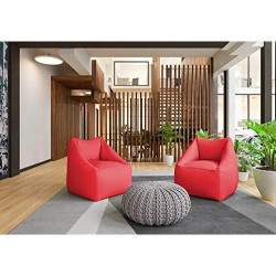 Pouf Fauteuil Enfants Intérieur Extérieur Dossier Rouge Confortable en situation