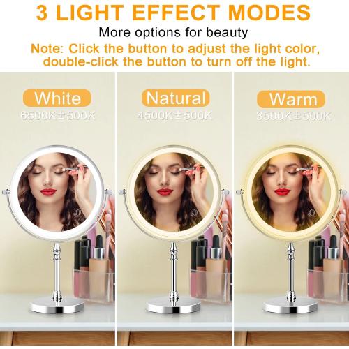 Présentation de Zoom sur Miroir Grossissant UUCOLOR Lumineux, Rotation 360, USB