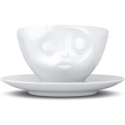 Présentation Tasse Café Porcelaine Dure Motif Embrassant Blanc