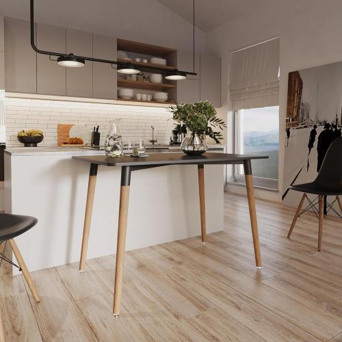 Présentation de Zoom sur Table salle à manger scandinave moderne bois noir