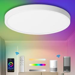 Présentation Plafonnier LED HONGNIX 20W, Télécommande, RGB, Compatible Alexa