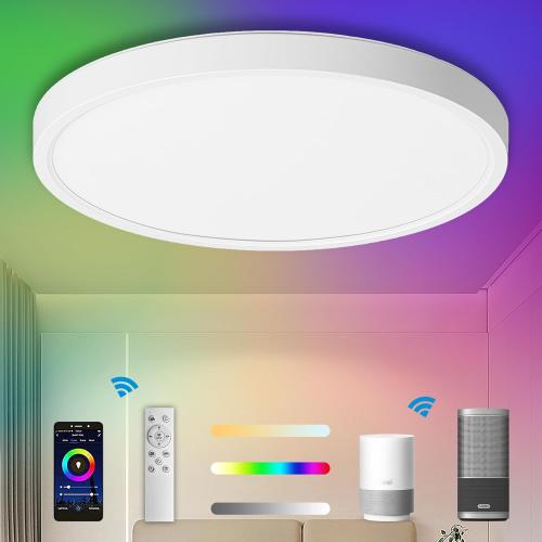 Présentation de Présentation Plafonnier LED HONGNIX 20W, Télécommande, RGB, Compatible Alexa