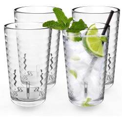 Présentation Verres en plastique empilables ALIMOTA, lot de 4, 350 ml