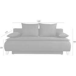 Canapé Boxspring, fonction sommeil, gris, extensible 2 places en situation