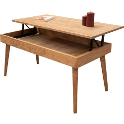 Présentation Table Basse Relevable Karol, Vintage, Bois Naturel, LoMasCasa