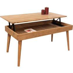 Table Basse Relevable Karol, Vintage, Bois Naturel, LoMasCasa en situation