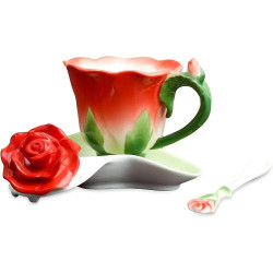 Présentation Beddinginn Tasse à Café Porcelaine Rose, 3 Pièces