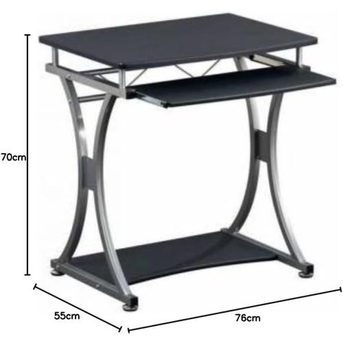 Présentation de Zoom sur Bureau Compact Techly, Tiroir Amovible, Noir Graphite