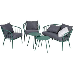 Présentation Mobilier Jardin Greemotion Nice, 4 Personnes, Acier, Vert Gris