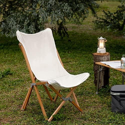 Chaise Pliante Papillon Bois, Toile Lavable, Exterieur Camping Jardin Terrasse en situation