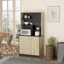 Buffet Cuisine Armoire Multi-rangements 2 Portes, 3 Tiroirs, Bicolore en situation