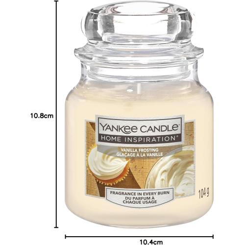 Présentation de Yankee Candle Glacage Vanille, Petit Pot Crème Parfumé en situation