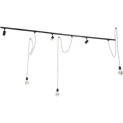 Présentation Plafonnier noir moderne, système rail, éclairage LED 3 lumières