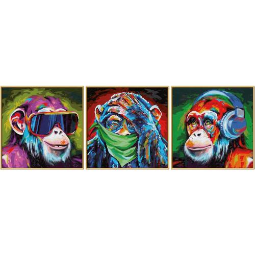 Présentation de Zoom sur Schipper, Trois Singes, Images Adultes, Peinture Acrylique