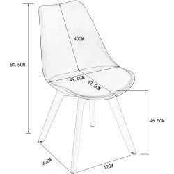 Chaises de Cuisine Bois Rembourrées, Lot de 6, Gris Retro en situation